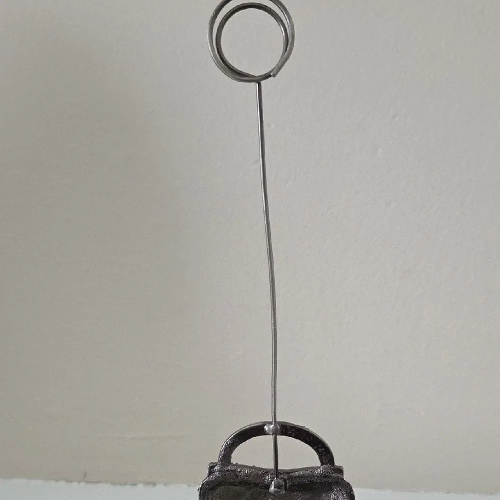 Card/Picture Holder With Metal Anchor In Shape Of A Purse